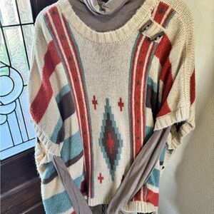 Women's Multicolor Patterned Sweater Shawl